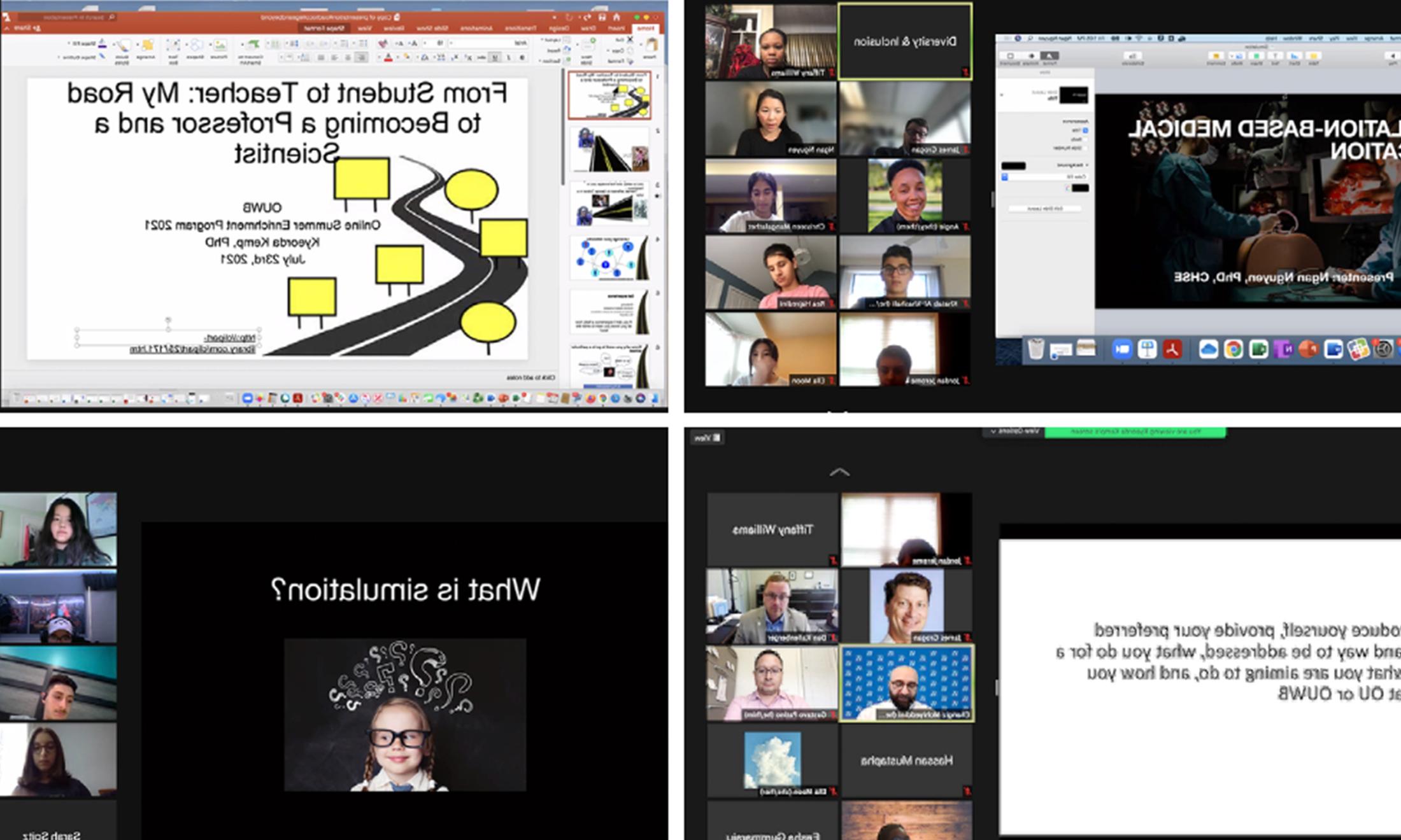An image of screenshots from online learning sessions.